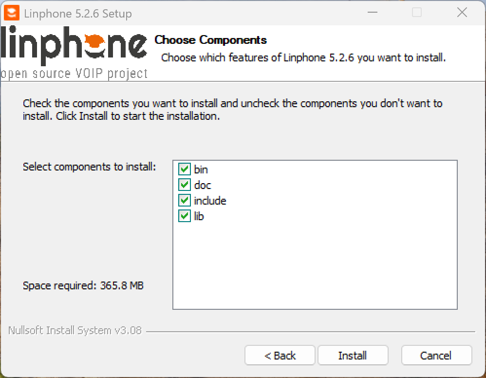 نصب linphone در ویندوز